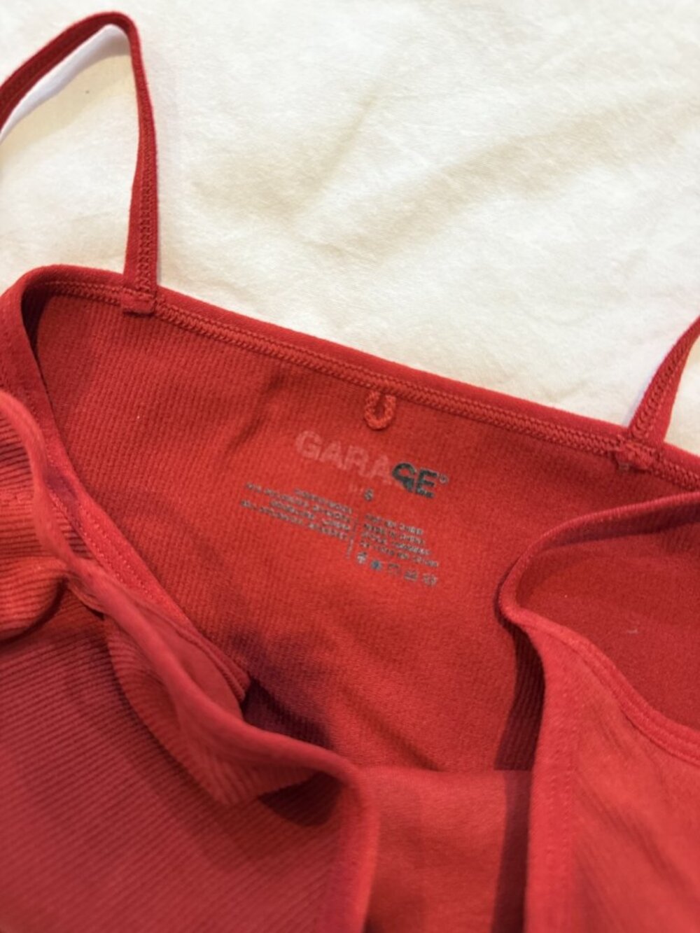 Garage Red Ribbed V-Neck Cropped Cami - Picture 2 of 2